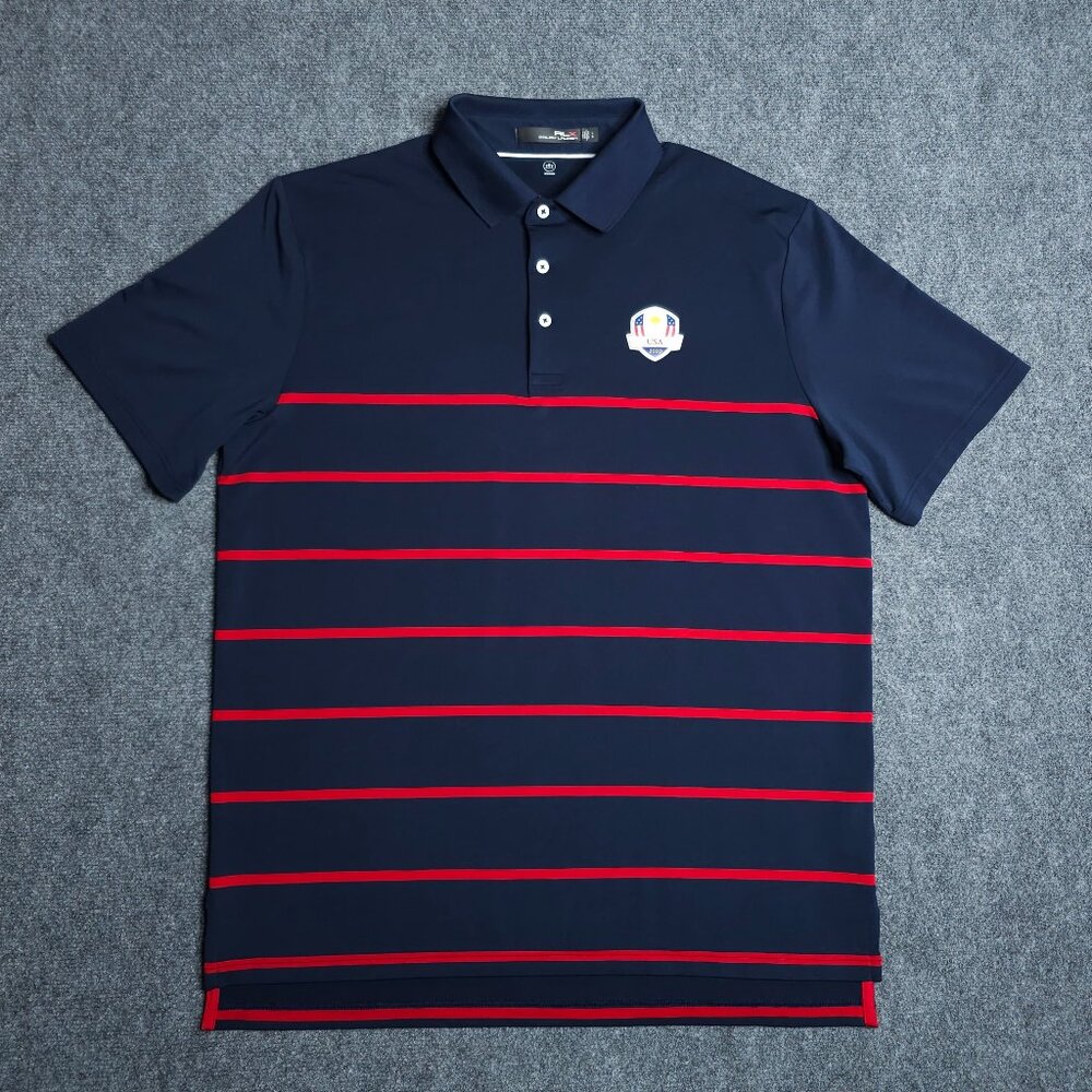 Ralph Lauren Polo Shirt Men Large Blue Short Sleeve RLX Golf Moisture Wicking